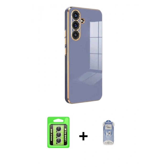 MARSİLYAN™- Galaxy A24 4G Kılıf Yankı Serisi - Siyah Joko Magic 5D Cam + Raze Metal Kamera Lens - GS