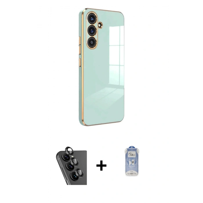MARSİLYAN™- Galaxy A24 4G Kılıf Yankı Serisi - Siyah Joko Magic 5D Cam + Valdez Metal Kamera Lens - SH
