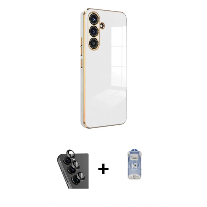 MARSİLYAN™- Galaxy A24 4G Kılıf Yankı Serisi - Siyah Joko Magic 5D Cam + Valdez Metal Kamera Lens - SH