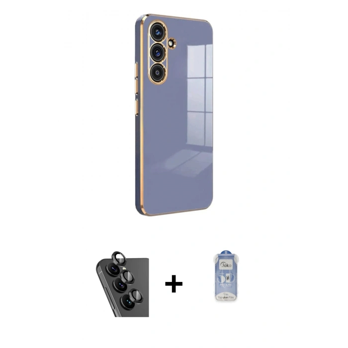 MARSİLYAN™- Galaxy A24 4G Kılıf Yankı Serisi - Siyah Joko Magic 5D Cam + Valdez Metal Kamera Lens - SH