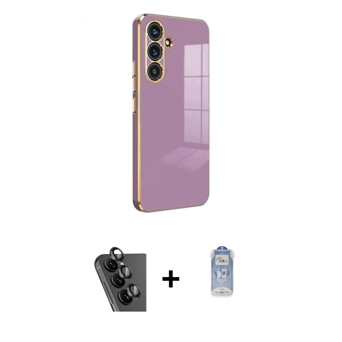MARSİLYAN™- Galaxy A24 4G Kılıf Yankı Serisi - Siyah Joko Magic 5D Cam + Valdez Metal Kamera Lens - SH