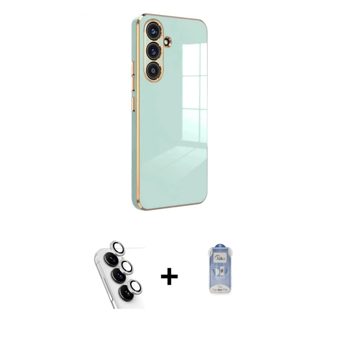 MARSİLYAN™- Galaxy A24 4G Kılıf Yankı Serisi - Siyah Joko Magic 5D Cam + Valdez Metal Kamera Lens - GS