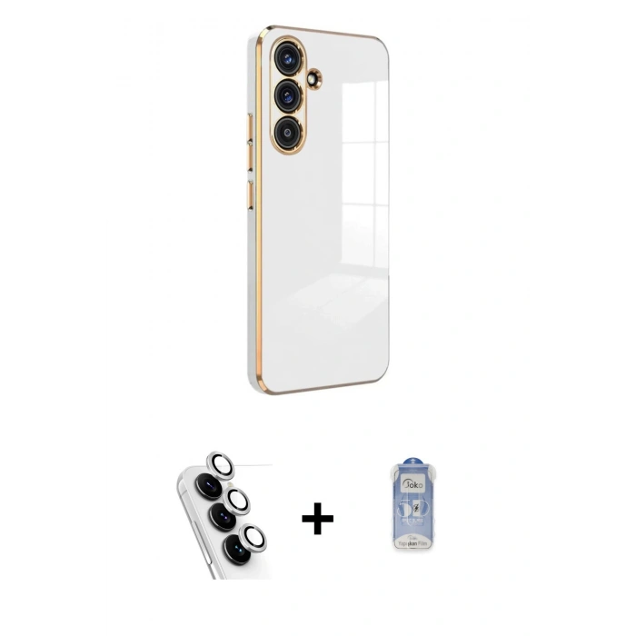 MARSİLYAN™- Galaxy A24 4G Kılıf Yankı Serisi - Siyah Joko Magic 5D Cam + Valdez Metal Kamera Lens - GS