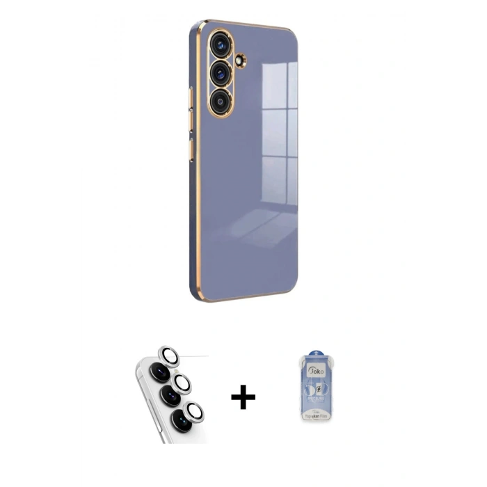 MARSİLYAN™- Galaxy A24 4G Kılıf Yankı Serisi - Siyah Joko Magic 5D Cam + Valdez Metal Kamera Lens - GS