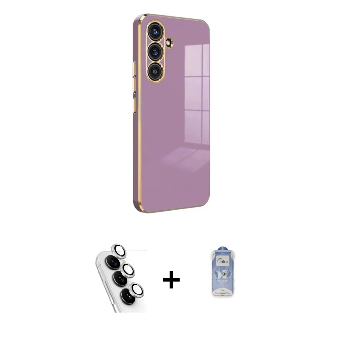 MARSİLYAN™- Galaxy A24 4G Kılıf Yankı Serisi - Siyah Joko Magic 5D Cam + Valdez Metal Kamera Lens - GS