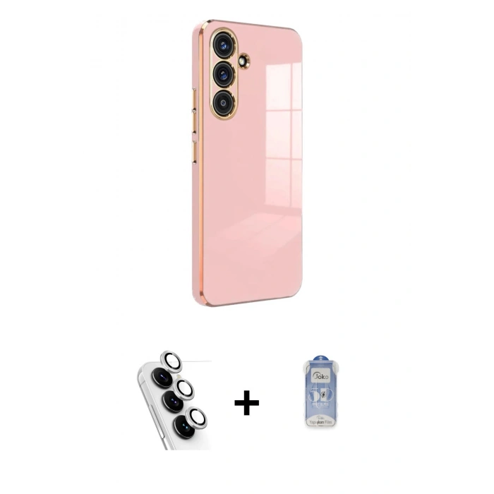 MARSİLYAN™- Galaxy A24 4G Kılıf Yankı Serisi - Siyah Joko Magic 5D Cam + Valdez Metal Kamera Lens - GS