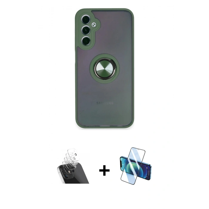 MARSİLYAN™- Galaxy A24 4G Kılıf Yörünge Çizgi - Siyah 3D Antistatik Seramik Nano Ekran Koruyucu + Kamera Lens Koruma Cam - SF