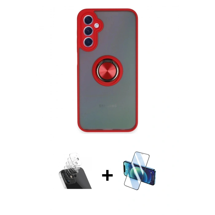 MARSİLYAN™- Galaxy A24 4G Kılıf Yörünge Çizgi - Siyah 3D Antistatik Seramik Nano Ekran Koruyucu + Kamera Lens Koruma Cam - SF