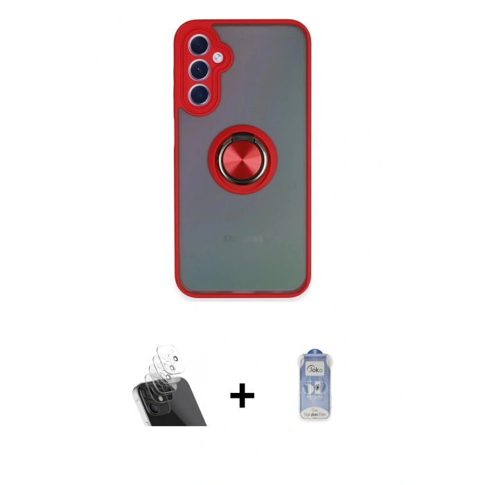 MARSİLYAN™- Galaxy A24 4G Kılıf Yörünge Çizgi - Siyah Joko Magic 5D Cam + Kamera Lens Koruma Cam - SF