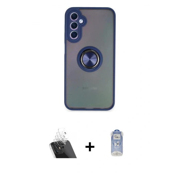 MARSİLYAN™- Galaxy A24 4G Kılıf Yörünge Çizgi - Siyah Joko Magic 5D Cam + Kamera Lens Koruma Cam - SF