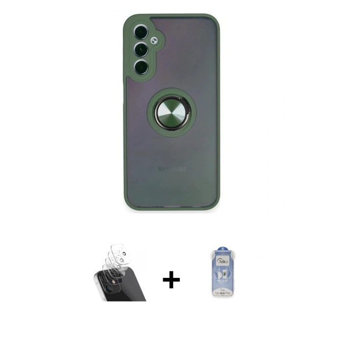 MARSİLYAN™- Galaxy A24 4G Kılıf Yörünge Çizgi - Siyah Joko Magic 5D Cam + Kamera Lens Koruma Cam - SF