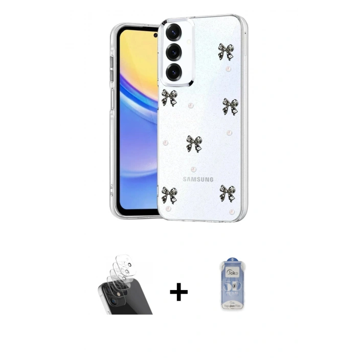 MARSİLYAN™- Galaxy A24 4G Kılıf Yörünge Form - Siyah Joko Magic 5D Cam + Kamera Lens Koruma Cam - SF
