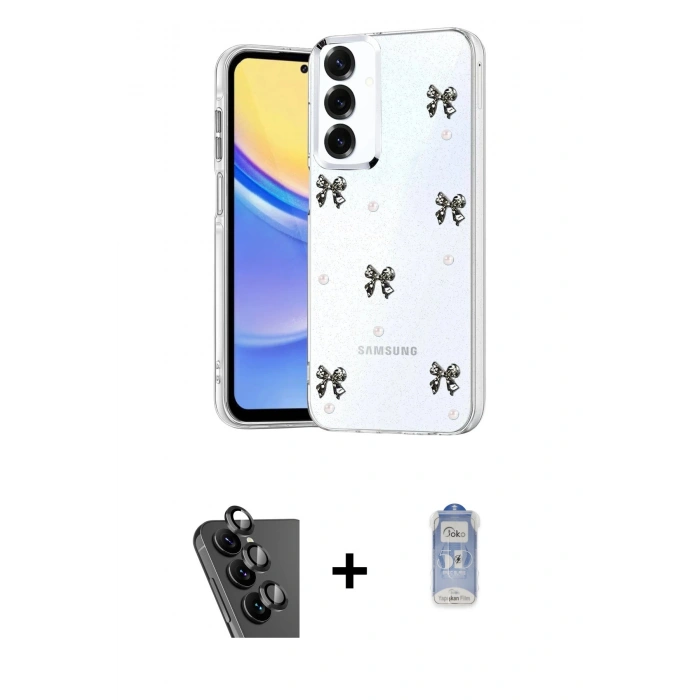 MARSİLYAN™- Galaxy A24 4G Kılıf Yörünge Form - Siyah Joko Magic 5D Cam + Valdez Metal Kamera Lens - SH