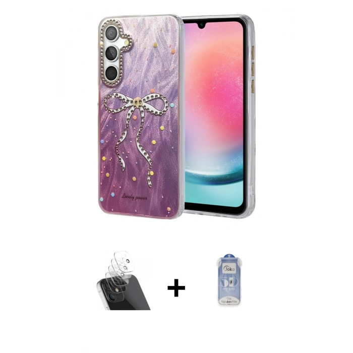 MARSİLYAN™- Galaxy A24 4G Kılıf Zirve Modern Prime - Siyah Joko Magic 5D Cam + Şeffaf Kamera Lens Koruma Cam