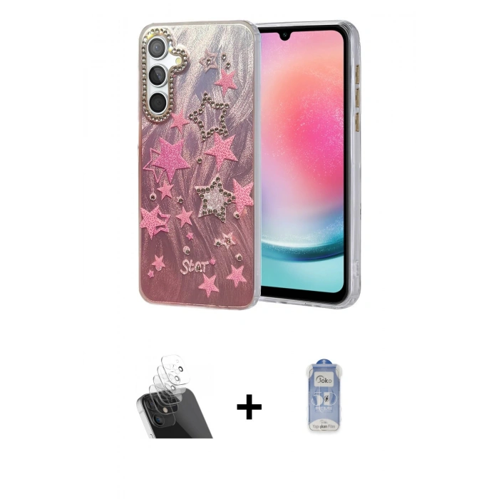 MARSİLYAN™- Galaxy A24 4G Kılıf Zirve Modern Prime - Siyah Joko Magic 5D Cam + Şeffaf Kamera Lens Koruma Cam
