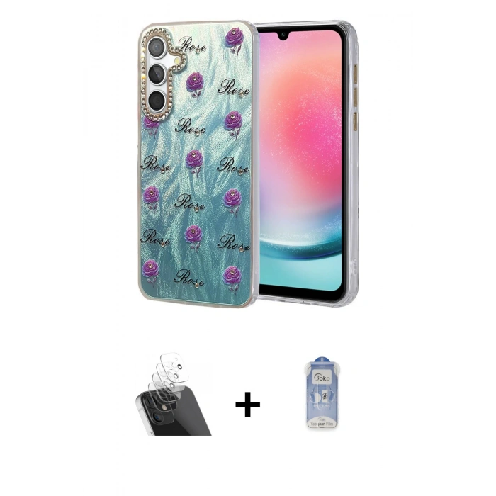 MARSİLYAN™- Galaxy A24 4G Kılıf Zirve Modern Prime - Siyah Joko Magic 5D Cam + Şeffaf Kamera Lens Koruma Cam