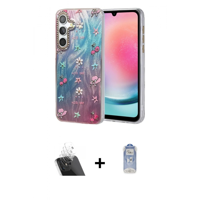 MARSİLYAN™- Galaxy A24 4G Kılıf Zirve Modern Prime - Siyah Joko Magic 5D Cam + Şeffaf Kamera Lens Koruma Cam