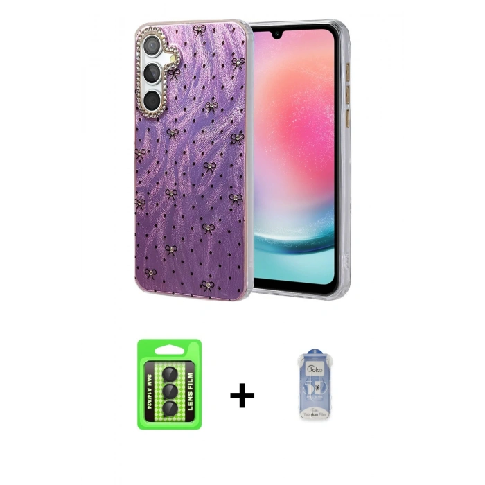 MARSİLYAN™- Galaxy A24 4G Kılıf Zirve Modern Prime - Siyah Joko Magic 5D Cam + Raze Metal Kamera Lens - SH