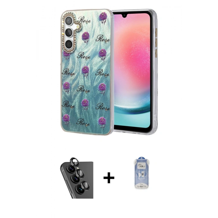 MARSİLYAN™- Galaxy A24 4G Kılıf Zirve Modern Prime - Siyah Joko Magic 5D Cam + Valdez Metal Kamera Lens - SH