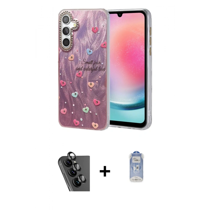 MARSİLYAN™- Galaxy A24 4G Kılıf Zirve Modern Prime - Siyah Joko Magic 5D Cam + Valdez Metal Kamera Lens - SH