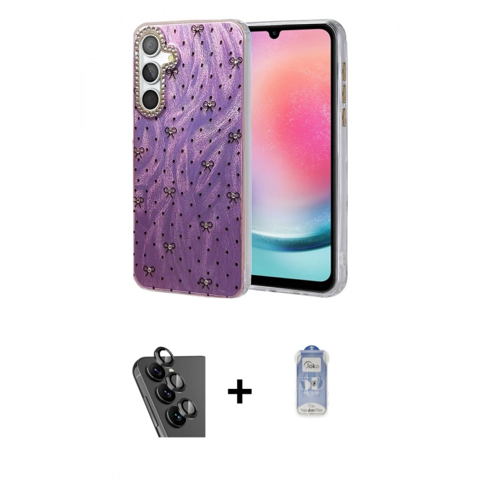 MARSİLYAN™- Galaxy A24 4G Kılıf Zirve Modern Prime - Siyah Joko Magic 5D Cam + Valdez Metal Kamera Lens - SH