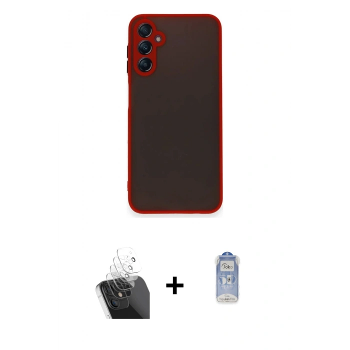 MARSİLYAN™- Galaxy A25 5G Kılıf Ahenk Çizgi Serisi - Siyah Joko Magic 5D Cam + Kamera Lens Koruma Cam - SF