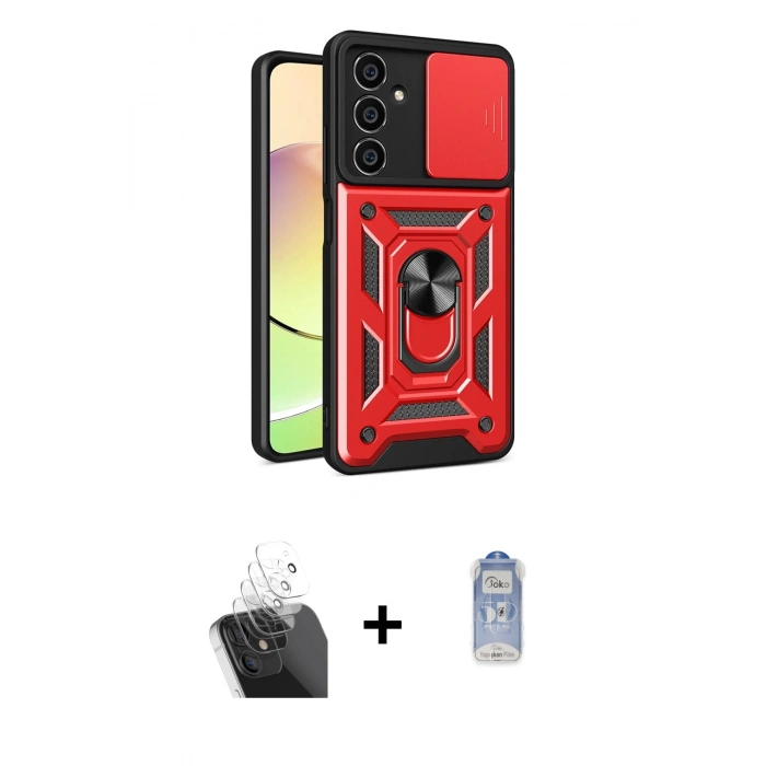MARSİLYAN™- Galaxy A25 5G Kılıf Ahenk Klasik - Siyah Joko Magic 5D Cam + Şeffaf Kamera Lens Koruma Cam