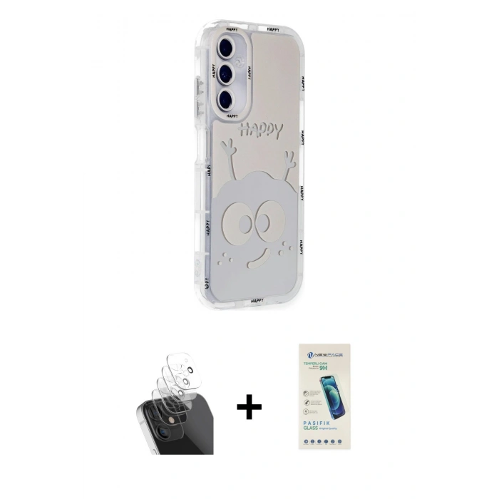 MARSİLYAN™- Galaxy A25 5G Kılıf Ahenk Modern Serisi - Şeffaf Pasifik Cam Ekran Koruyucu + Kamera Lens Koruma Cam - SF