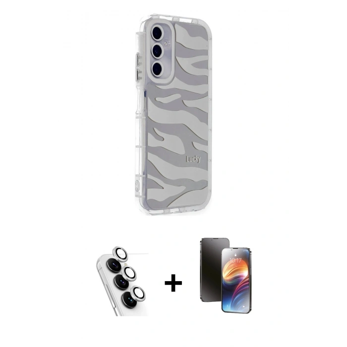MARSİLYAN™- Galaxy A25 5G Kılıf Ahenk Modern Serisi - Siyah 3D Antistatik Mat Seramik Nano Ekran Koruyucu + Valdez Metal Kamera Lens - GS