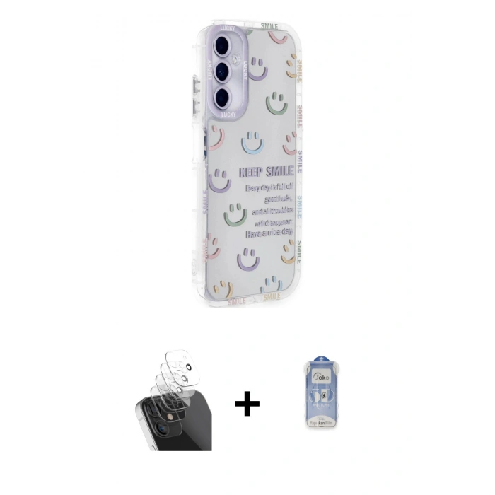 MARSİLYAN™- Galaxy A25 5G Kılıf Ahenk Modern Serisi - Siyah Joko Magic 5D Cam + Şeffaf Kamera Lens Koruma Cam