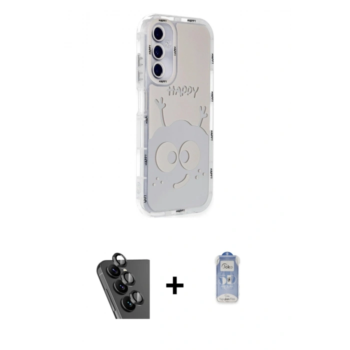 MARSİLYAN™- Galaxy A25 5G Kılıf Ahenk Modern Serisi - Siyah Joko Magic 5D Cam + Valdez Metal Kamera Lens - SH