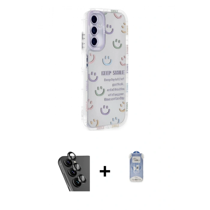 MARSİLYAN™- Galaxy A25 5G Kılıf Ahenk Modern Serisi - Siyah Joko Magic 5D Cam + Valdez Metal Kamera Lens - SH