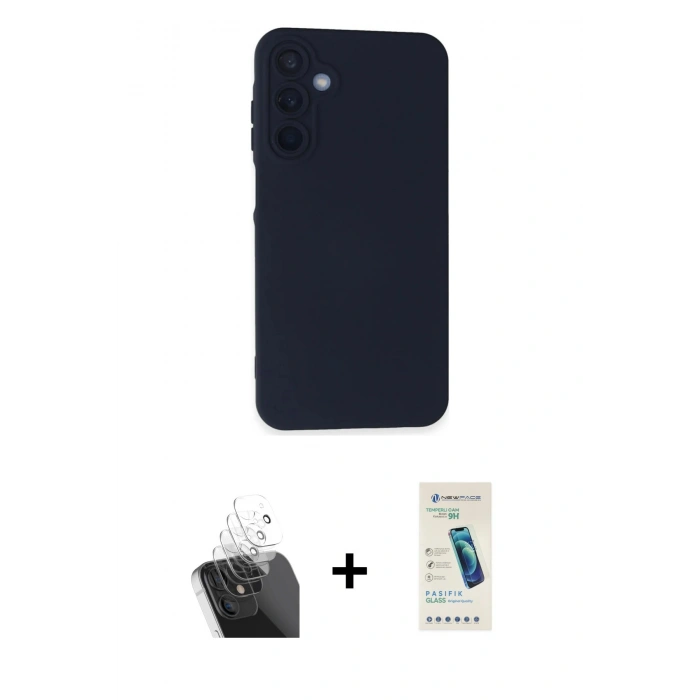 MARSİLYAN™- Galaxy A25 5G Kılıf Ahenk Serisi - Şeffaf Pasifik Cam Ekran Koruyucu + Kamera Lens Koruma Cam - SF