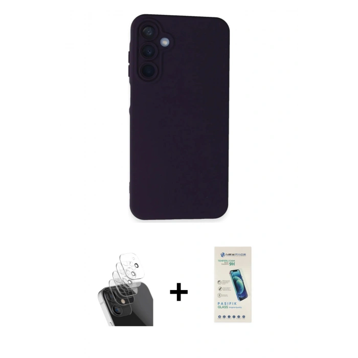 MARSİLYAN™- Galaxy A25 5G Kılıf Ahenk Serisi - Şeffaf Pasifik Cam Ekran Koruyucu + Kamera Lens Koruma Cam - SF