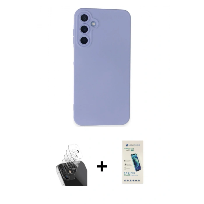 MARSİLYAN™- Galaxy A25 5G Kılıf Ahenk Serisi - Şeffaf Pasifik Cam Ekran Koruyucu + Kamera Lens Koruma Cam - SF