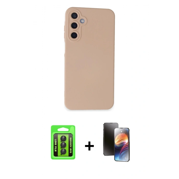 MARSİLYAN™- Galaxy A25 5G Kılıf Ahenk Serisi - Siyah 3D Antistatik Mat Seramik Nano Ekran Koruyucu + Raze Metal Kamera Lens - SH