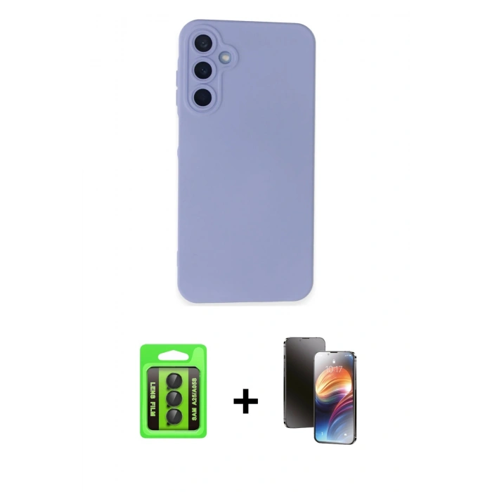 MARSİLYAN™- Galaxy A25 5G Kılıf Ahenk Serisi - Siyah 3D Antistatik Mat Seramik Nano Ekran Koruyucu + Raze Metal Kamera Lens - SH