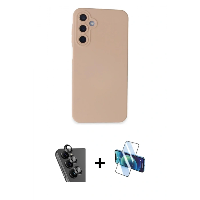 MARSİLYAN™- Galaxy A25 5G Kılıf Ahenk Serisi - Siyah 3D Antistatik Seramik Nano Ekran Koruyucu + Valdez Metal Kamera Lens - SH