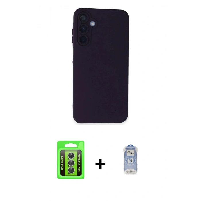 MARSİLYAN™- Galaxy A25 5G Kılıf Ahenk Serisi - Siyah Joko Magic 5D Cam + Raze Metal Kamera Lens - GS
