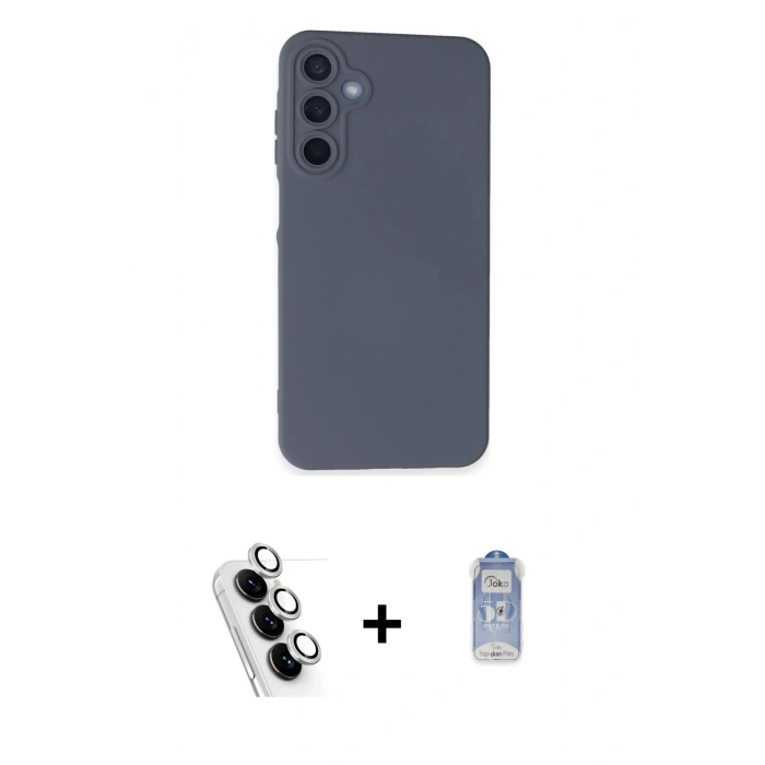 MARSİLYAN™- Galaxy A25 5G Kılıf Ahenk Serisi - Siyah Joko Magic 5D Cam + Valdez Metal Kamera Lens - GS