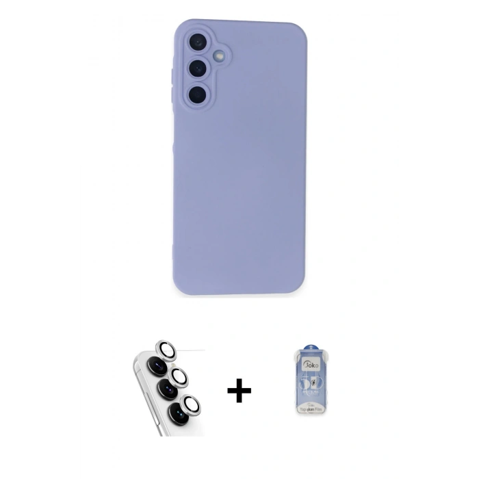 MARSİLYAN™- Galaxy A25 5G Kılıf Ahenk Serisi - Siyah Joko Magic 5D Cam + Valdez Metal Kamera Lens - GS