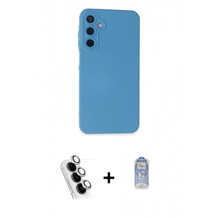 MARSİLYAN™- Galaxy A25 5G Kılıf Ahenk Serisi - Siyah Joko Magic 5D Cam + Valdez Metal Kamera Lens - GS