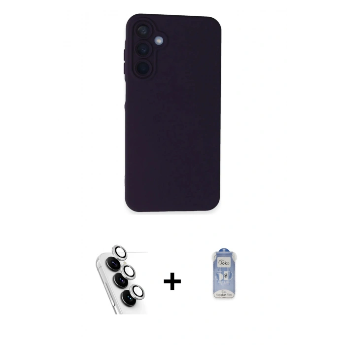 MARSİLYAN™- Galaxy A25 5G Kılıf Ahenk Serisi - Siyah Joko Magic 5D Cam + Valdez Metal Kamera Lens - GS