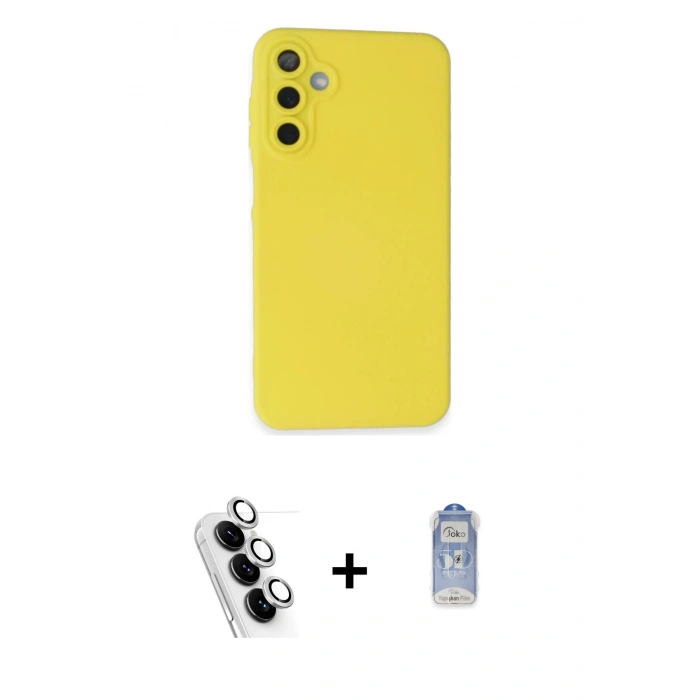 MARSİLYAN™- Galaxy A25 5G Kılıf Ahenk Serisi - Siyah Joko Magic 5D Cam + Valdez Metal Kamera Lens - GS
