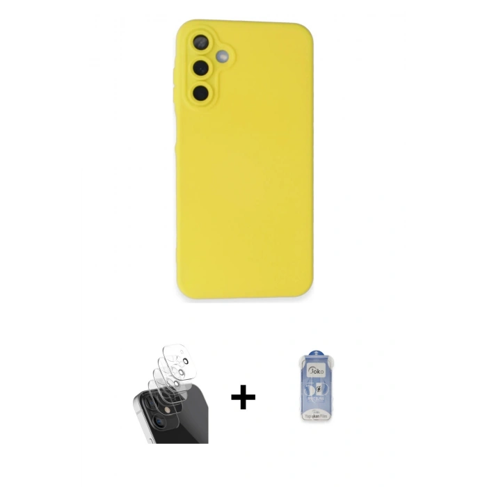 MARSİLYAN™- Galaxy A25 5G Kılıf Ahenk Serisi - Siyah Joko Magic 5D Cam + Kamera Lens Koruma Cam - SF