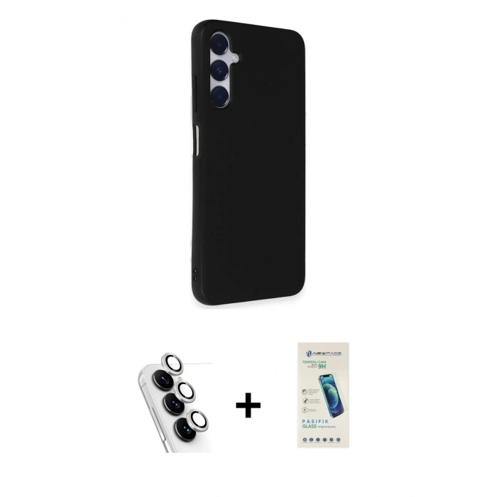 MARSİLYAN™- Galaxy A25 5G Kılıf Akış Asil Koleksiyonu - Şeffaf Pasifik Cam Ekran Koruyucu + Valdez Metal Kamera Lens - GS