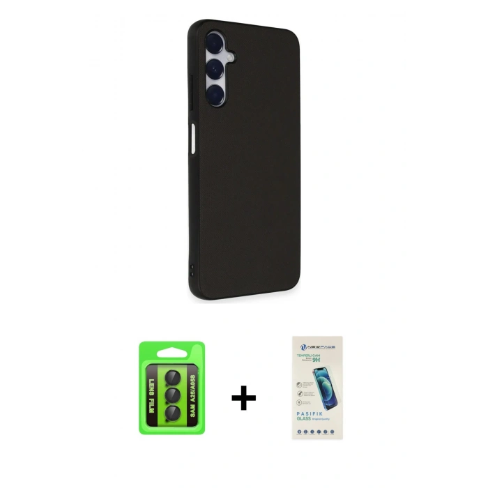MARSİLYAN™- Galaxy A25 5G Kılıf Akış Asil Koleksiyonu - Şeffaf Pasifik Cam Ekran Koruyucu + Raze Metal Kamera Lens - SH
