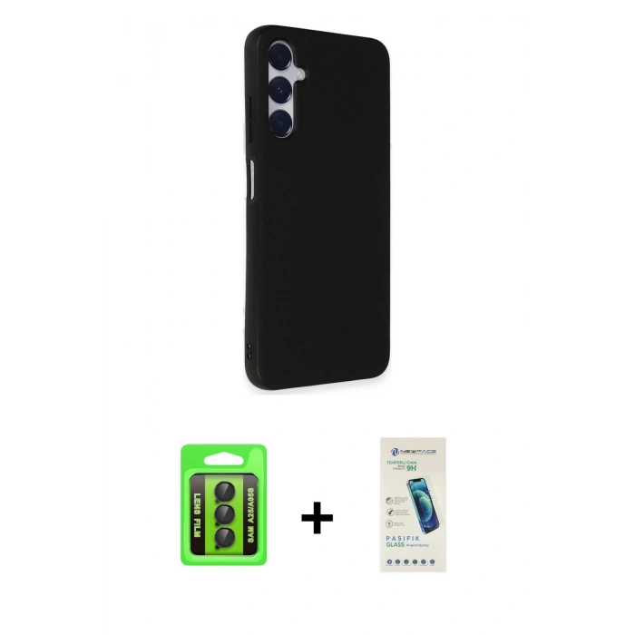 MARSİLYAN™- Galaxy A25 5G Kılıf Akış Asil Koleksiyonu - Şeffaf Pasifik Cam Ekran Koruyucu + Raze Metal Kamera Lens - SH