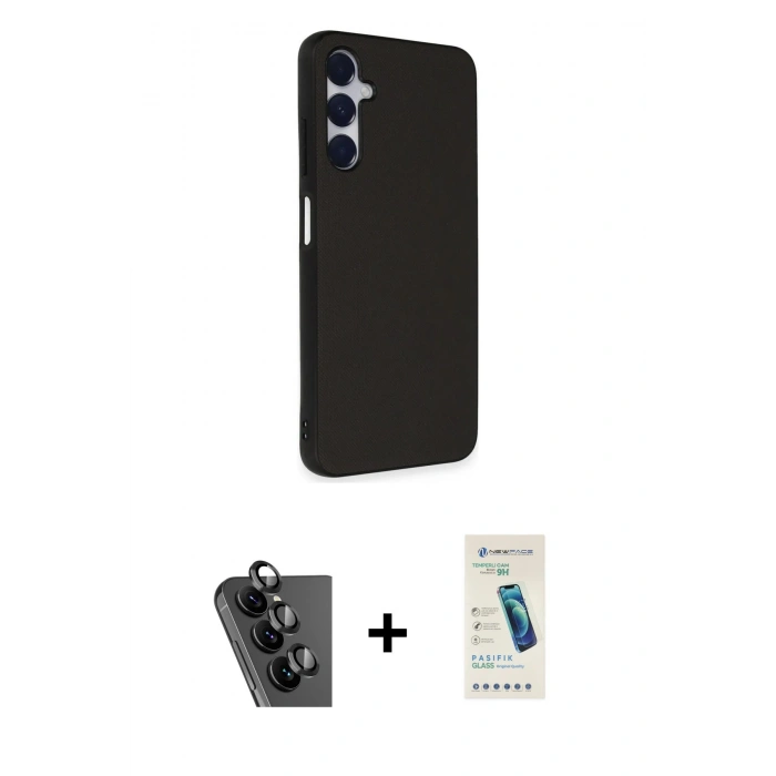 MARSİLYAN™- Galaxy A25 5G Kılıf Akış Asil Koleksiyonu - Şeffaf Pasifik Cam Ekran Koruyucu + Valdez Metal Kamera Lens - SH