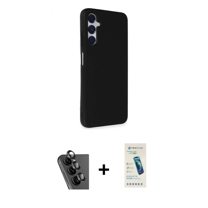 MARSİLYAN™- Galaxy A25 5G Kılıf Akış Asil Koleksiyonu - Şeffaf Pasifik Cam Ekran Koruyucu + Valdez Metal Kamera Lens - SH